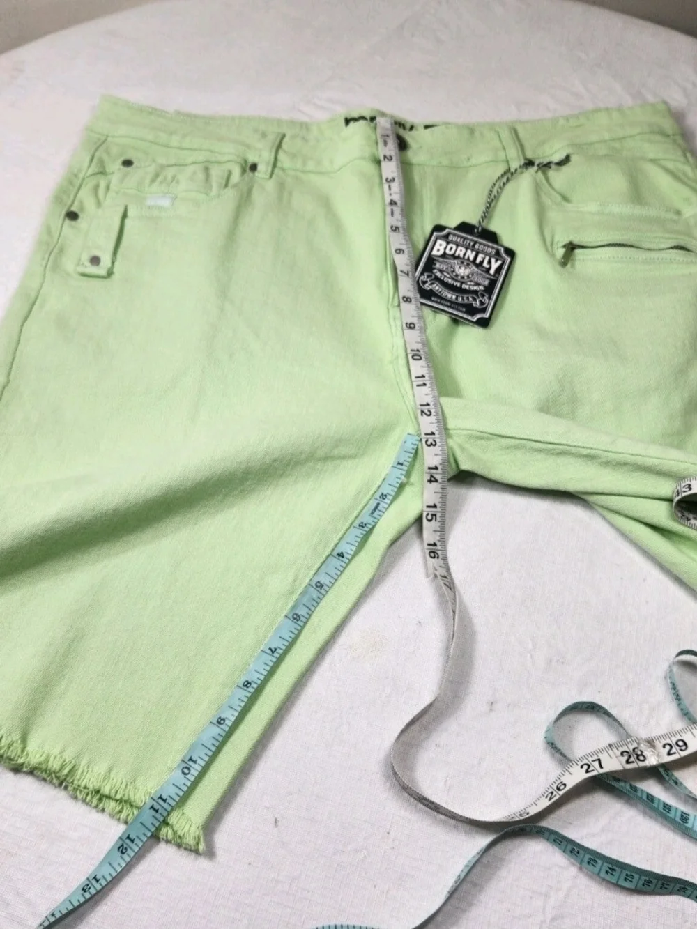 Born Fly Men's Shorts Green Denim Stretch Size 40 NWT 05